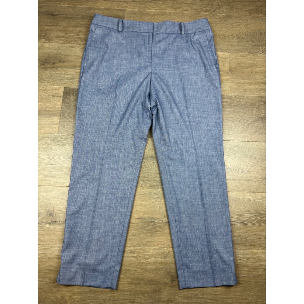Talbots Hampshire Ankle Pants Light Blue Textured Straight Leg Trousers 16